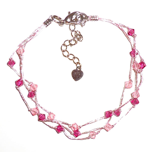 Crystal bead bracelet in shades of pink, available at Cerulean Arts. 