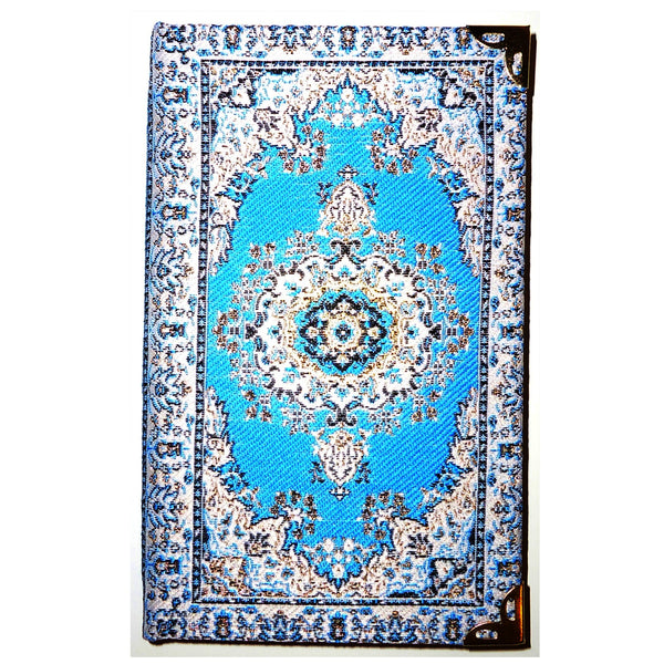 Fabric covered hardback pocket journal with Turkish design in shades of turquoise, available at Cerulean Arts. 