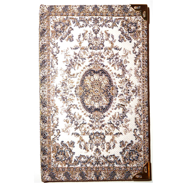 Fabric covered hardback pocket journal with Turkish design in shades of cream, available at Cerulean Arts. 