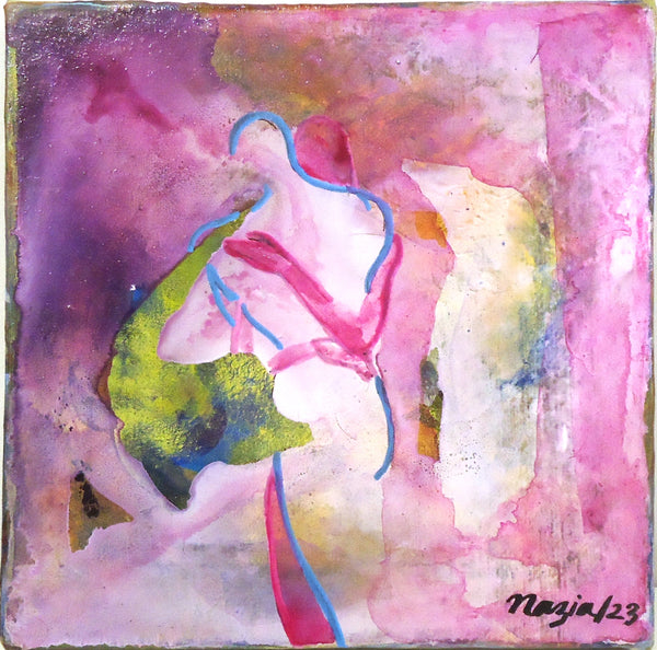 A Love That Tastes Vintage but Feels Brand New, acrylic on canvas painting by artist Nazia Ahmed, available at Cerulean Arts.