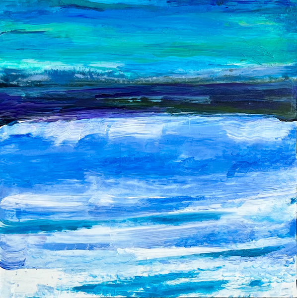 NM Inspirations 16, acrylic on Ampersand Gessobord painting by Sandra Benhaim. Included in the exhibition Ripples of Impact curated by Cerulean Arts and on view at the Annenberg Center for Medical Education at Lankenau Medical Center May 8 - July 20, 2025.