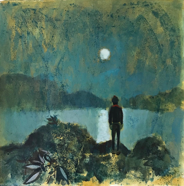 Today, Tomorrow and Yesterday, acrylic on paper landscape painting by Philadelphia artist Lynne Campbell.