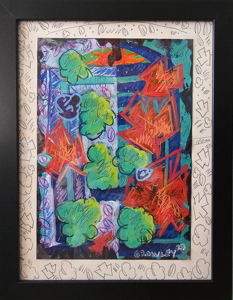 Coldfire, acrylic and pen on paper painting by Cerulean Arts Collective Member Dan Crowley