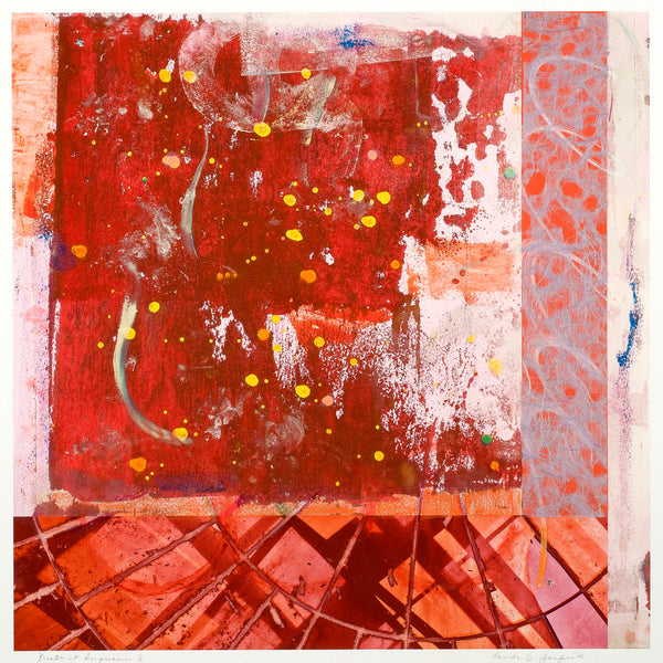 Distinct Impression 2, mixed media painting by Linda Dubin Garfield. Included in the exhibition Ripples of Impact curated by Cerulean Arts and on view at the Annenberg Center for Medical Education at Lankenau Medical Center May 8 - July 20, 2025.
