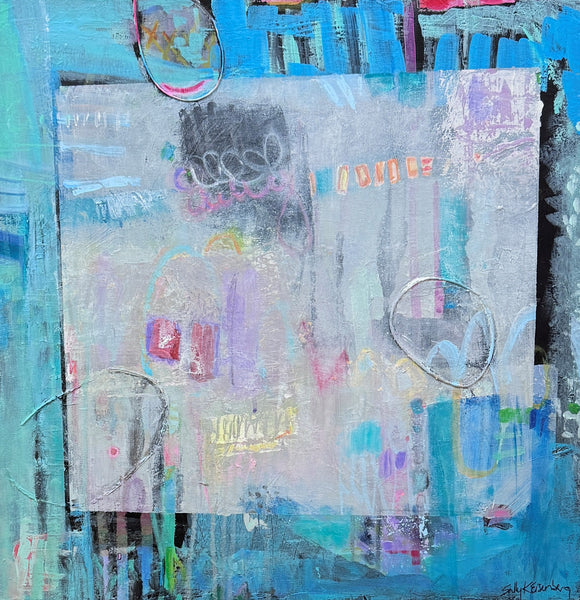 Improv Dance, mixed media on canvas painting by Sally Eisenberg. Included in the exhibition Ripples of Impact curated by Cerulean Arts and on view at the Annenberg Center for Medical Education at Lankenau Medical Center May 8 - July 20, 2025.
