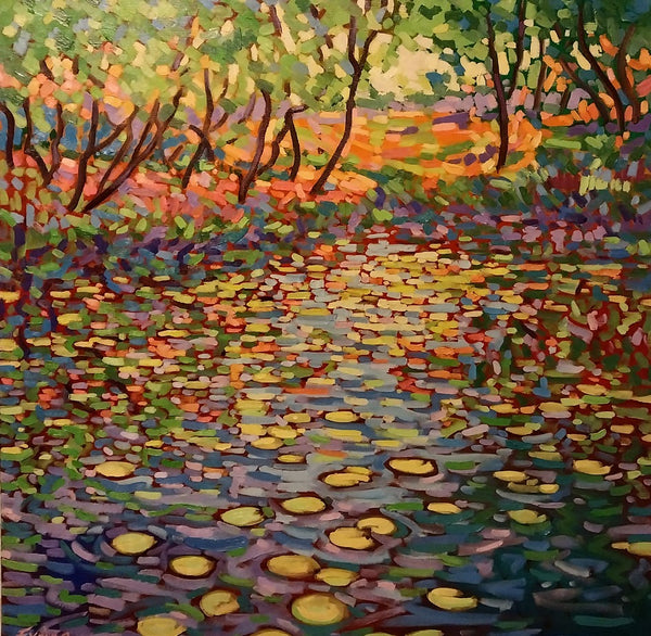 Mt. Cuba Pond, oil on canvas painting by Cerulean Arts Collective Member Laura Eyring