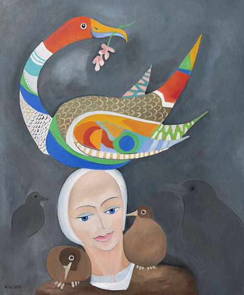 Fashion Statement, oil on linen painting by Cerulean Arts Collective Member Ritva Kangasperko.