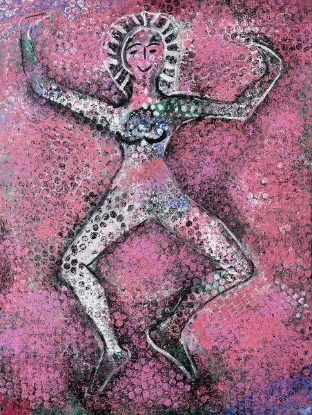 It Is Raining Pink Thoughts, acrylic on canvas painting by Cerulean Arts Collective Member Ritva Kangasperko.