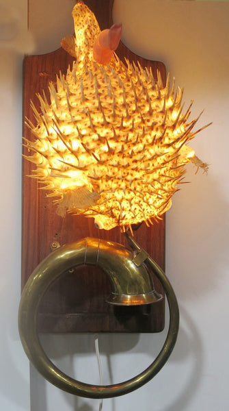 Blow, Fish, found object assemblage sculpture by Cerulean Arts Collective member Kathleen McSherry