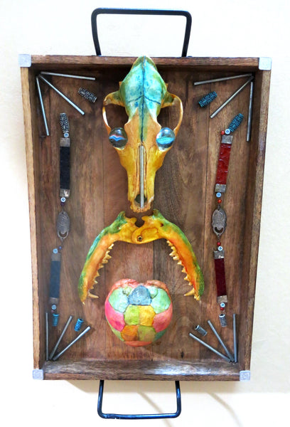 Tick, Tick, Tick ..., found object assemblage sculpture by Cerulean Arts Collective member Kathleen McSherry