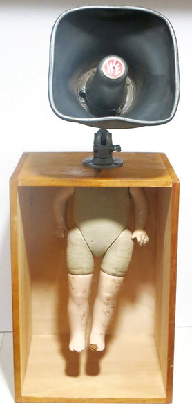 Loud Speaker, found object assemblage sculpture by Cerulean Arts Collective member Kathleen McSherry