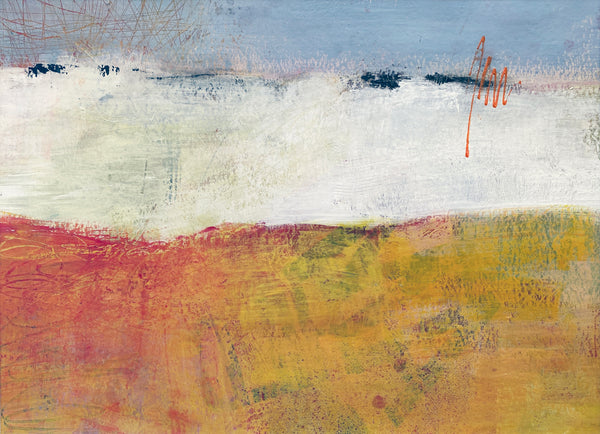 Autumn Field, acrylic on paper abstract painting by Cerulean Arts Collective Member Lee Muslin.