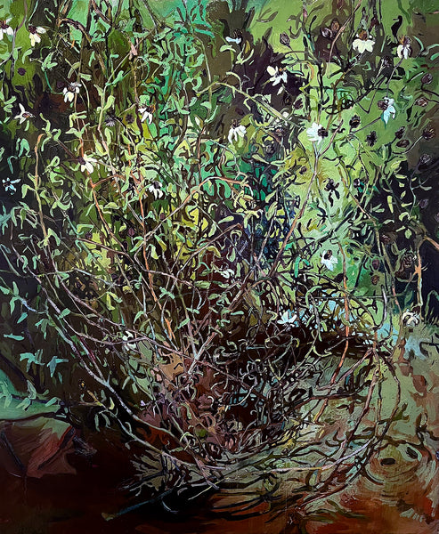 Artistic depiction of foliage and flowers