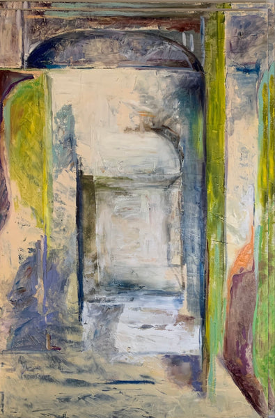 Glow (Celadon), Fort Mott, Finn's Point, N.J., oil on canvas painting by Cerulean Arts Collective member Noreen Scott Garrity