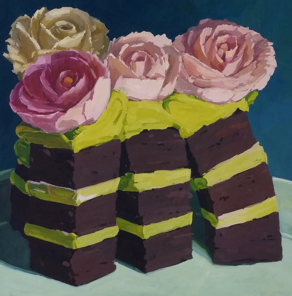 Bouquet 2, gouache on paper painting by Cerulean Arts Collective Member Allison Syvertsen.