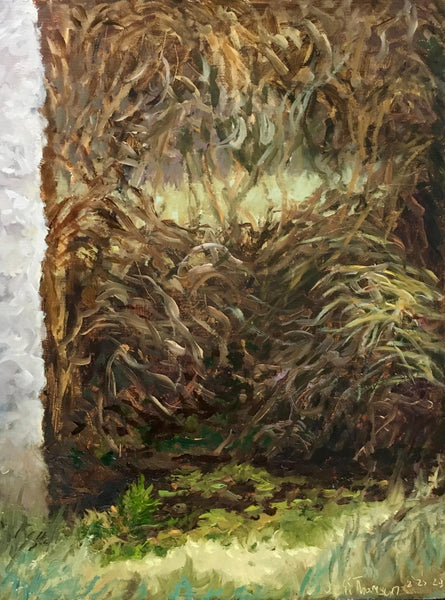 Winter Vines by a Spring House, oil on board painting by Cerulean Arts Collective Member Jeff Thomsen