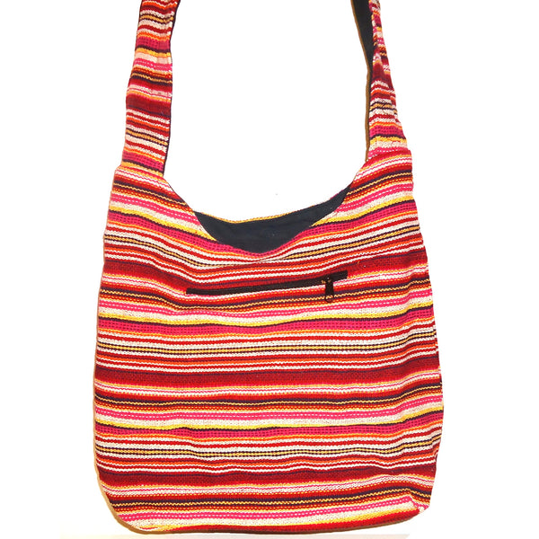 Striped Crossbody Bag - Red