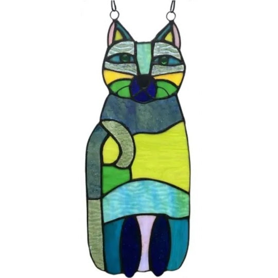 Stained Glass Cat - Green