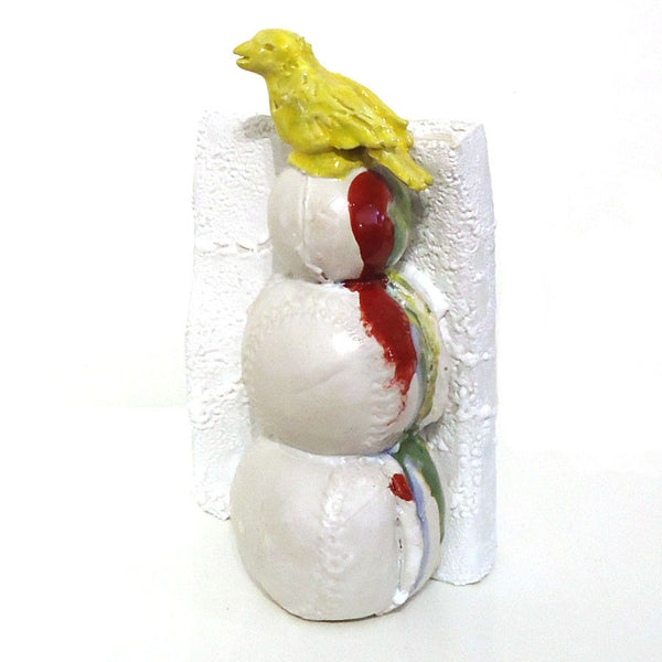 Book with Bird III, glazed clay sculpture by Pennsylvania artist Matthew Courtney.  Included in the exhibition Fine Feathered Friends, at Cerulean Arts March 26 - April 20, 2025.