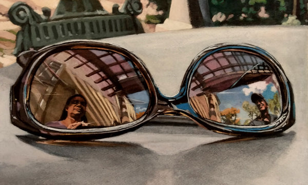 Sunglass Pair, ink, watercolor & gouache painting by Philadelphia artist Michael Kowbuz