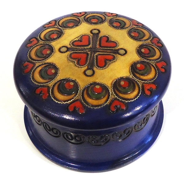 Decorative wooden box with colorful patterns 