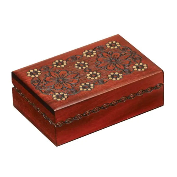 Carved wood box handmade from seasoned Linden wood by artisans in the Tatra Mountain region of Poland, available at Cerulean Arts.