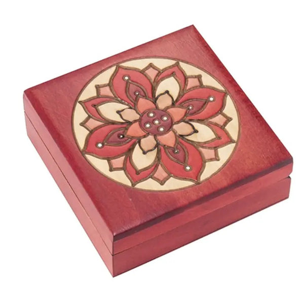 Carved wood box handmade from seasoned Linden wood by artisans in the Tatra Mountain region of Poland, available at Cerulean Arts.