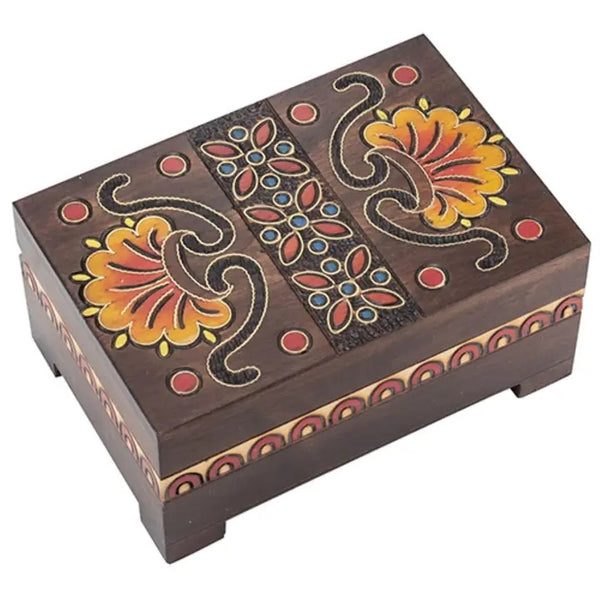 Carved wood box handmade from seasoned Linden wood by artisans in the Tatra Mountain region of Poland, available at Cerulean Arts.
