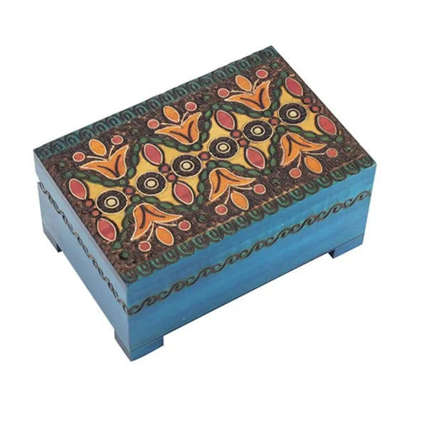 Carved wood box handmade from seasoned Linden wood by artisans in the Tatra Mountain region of Poland, available at Cerulean Arts.