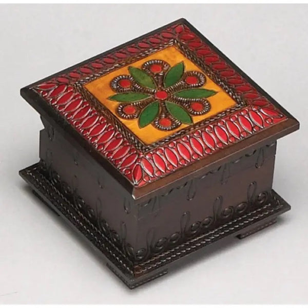 Carved wood box handmade from seasoned Linden wood by artisans in the Tatra Mountain region of Poland, available at Cerulean Arts.