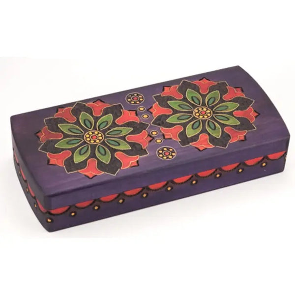 Carved wood box handmade from seasoned Linden wood by artisans in the Tatra Mountain region of Poland, available at Cerulean Arts.