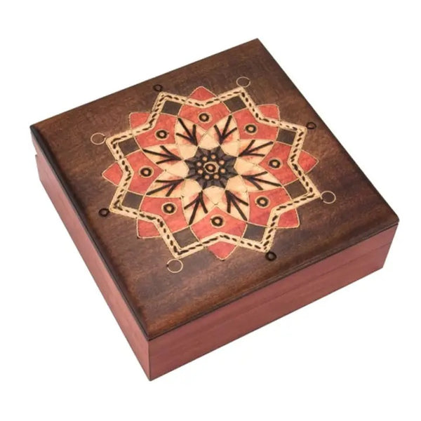 Carved wood box handmade from seasoned Linden wood by artisans in the Tatra Mountain region of Poland, available at Cerulean Arts