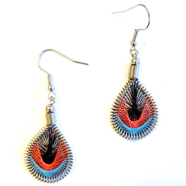 Silk Thread Earrings, Small Black