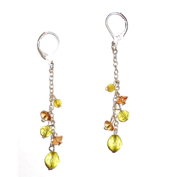 Faceted glass bead earrings in peach & lime, available at Cerulean Arts.