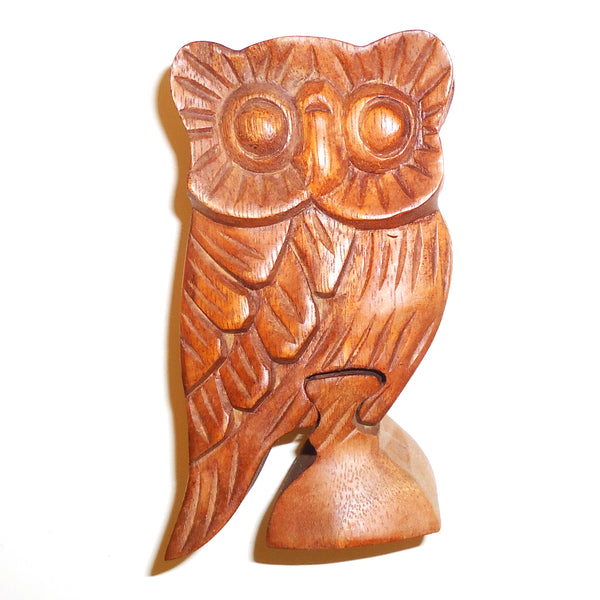Wooden owl puzzle box.