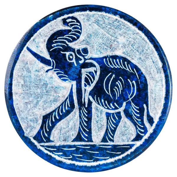 Decorative box with a blue and white elephant design 