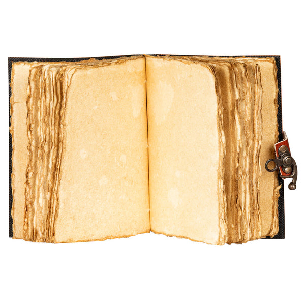 Open book with aged pages.