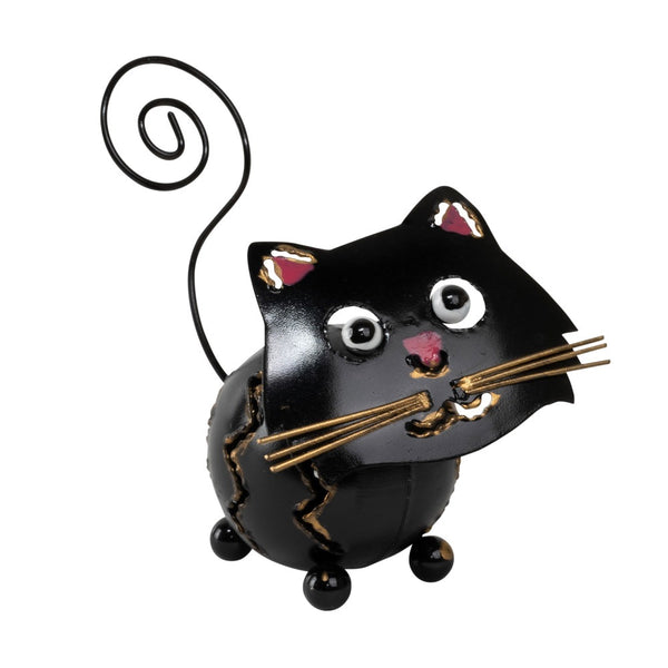 Black cat-shaped figurine with curled tail