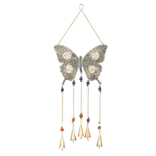 Decorative butterfly wind chime with beads and bells 