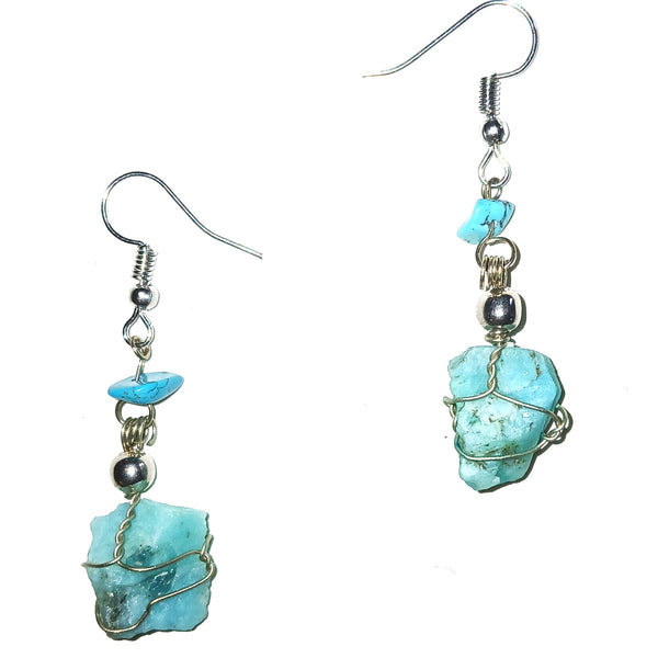 Blue stone earrings with silver accents