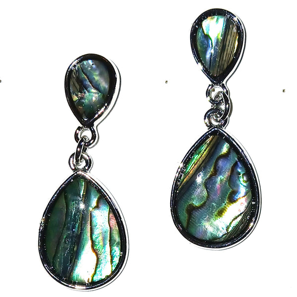 Teardrop-shaped abalone shell earrings