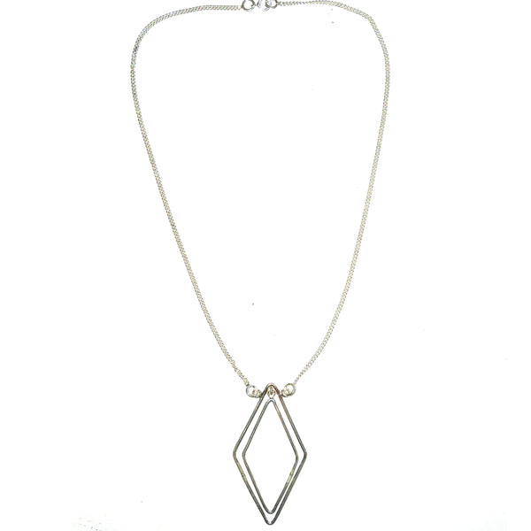 Silver necklace with a geometric pendant 