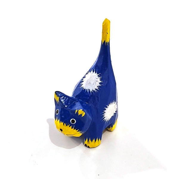 Wooden Long Tail Cat - Blue