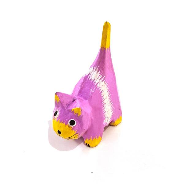 Wooden Long Tail Cat - Purple