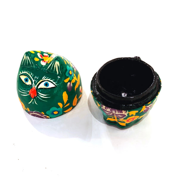 Papier Mache Cat Box - Green