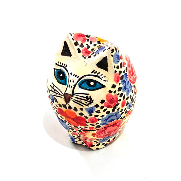 Papier Mache Cat Box - White