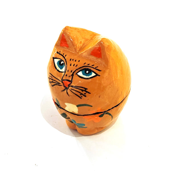 Papier Mache Cat Box - Ochre