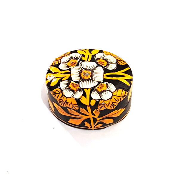 Papier Mache Oval Box - Yellow