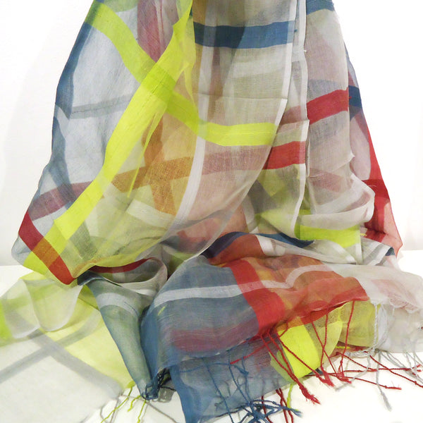 Open weave plaid scarf in multiple colors, available at Cerulean Arts