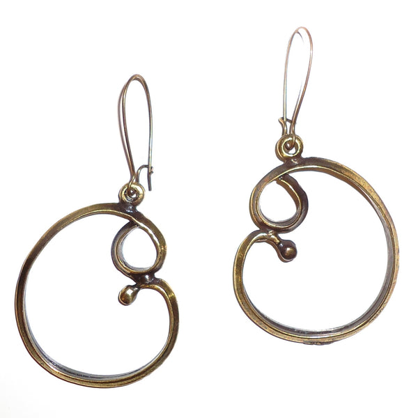 Cast bronze curly earrings available at Cerulean Arts.